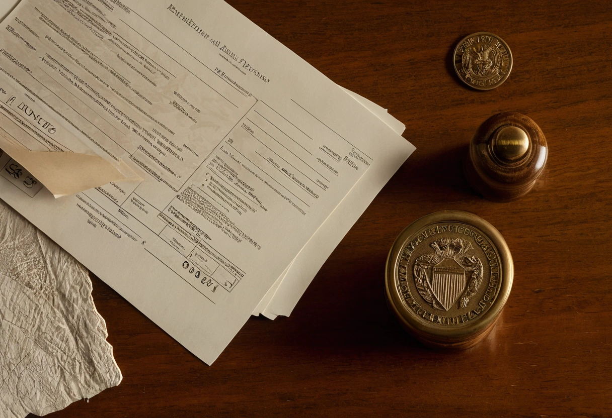 Furniture wood documents and species samples on a desk